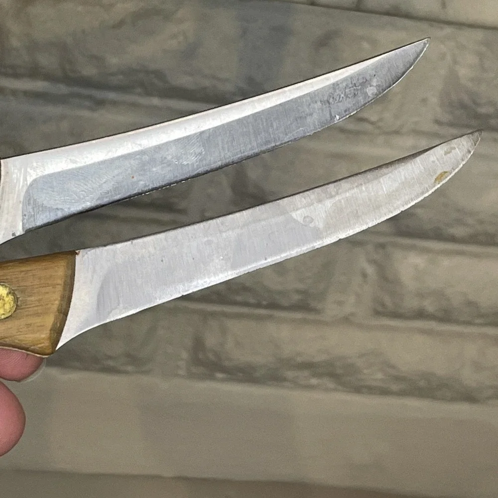 Pair Chicago Cutlery 103S Wood Handle Steak Knives‎ Sharpened Smooth Blade Sharp